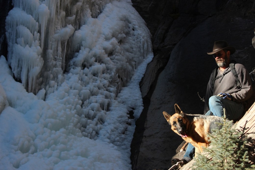 gunnar and bob by waterfall
