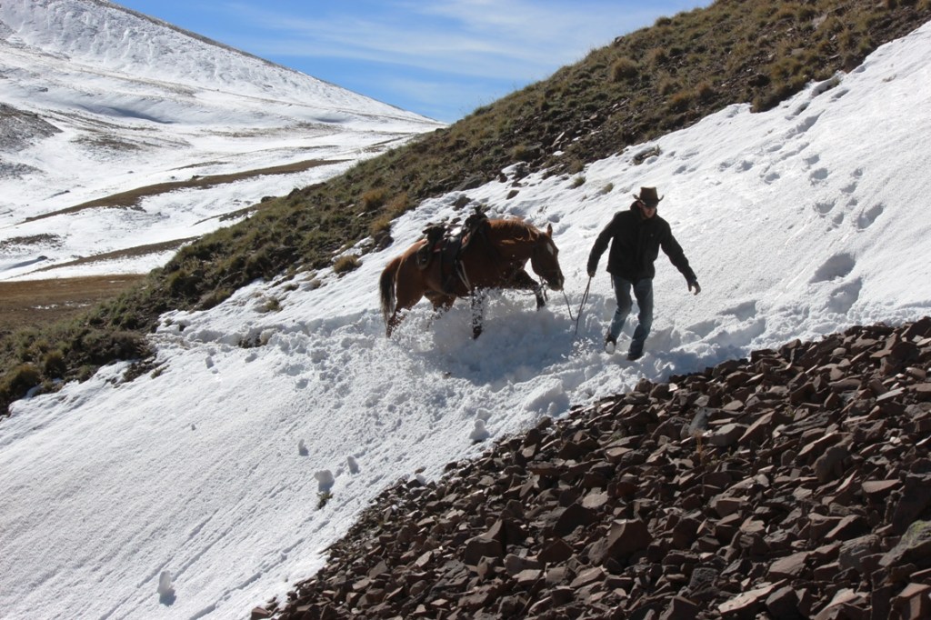 crossing a snowbank